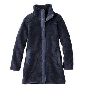 L.L. Bean Women’s Bean’s Sherpa Fleece Coat in Carbon Navy Size S